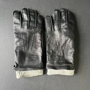 Mens Black Genuine Leather Gloves XL Wool Blend Liner Minimalist Gentleman